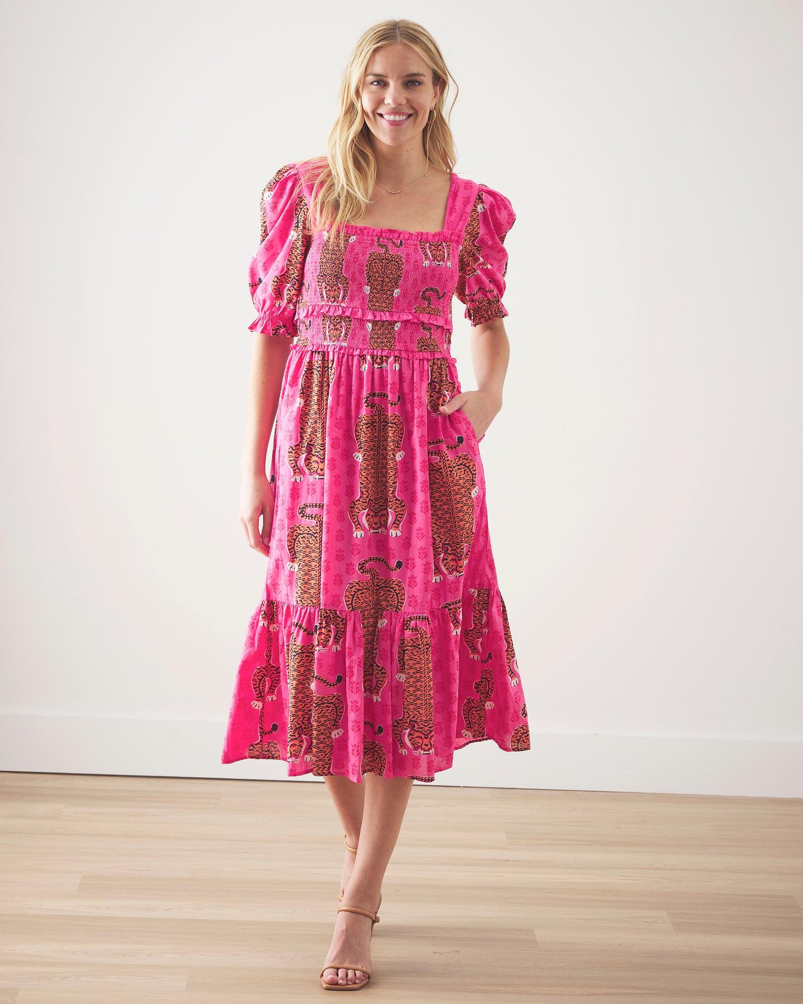 Siberian Stripes Day Drifter Dress Neon Rose