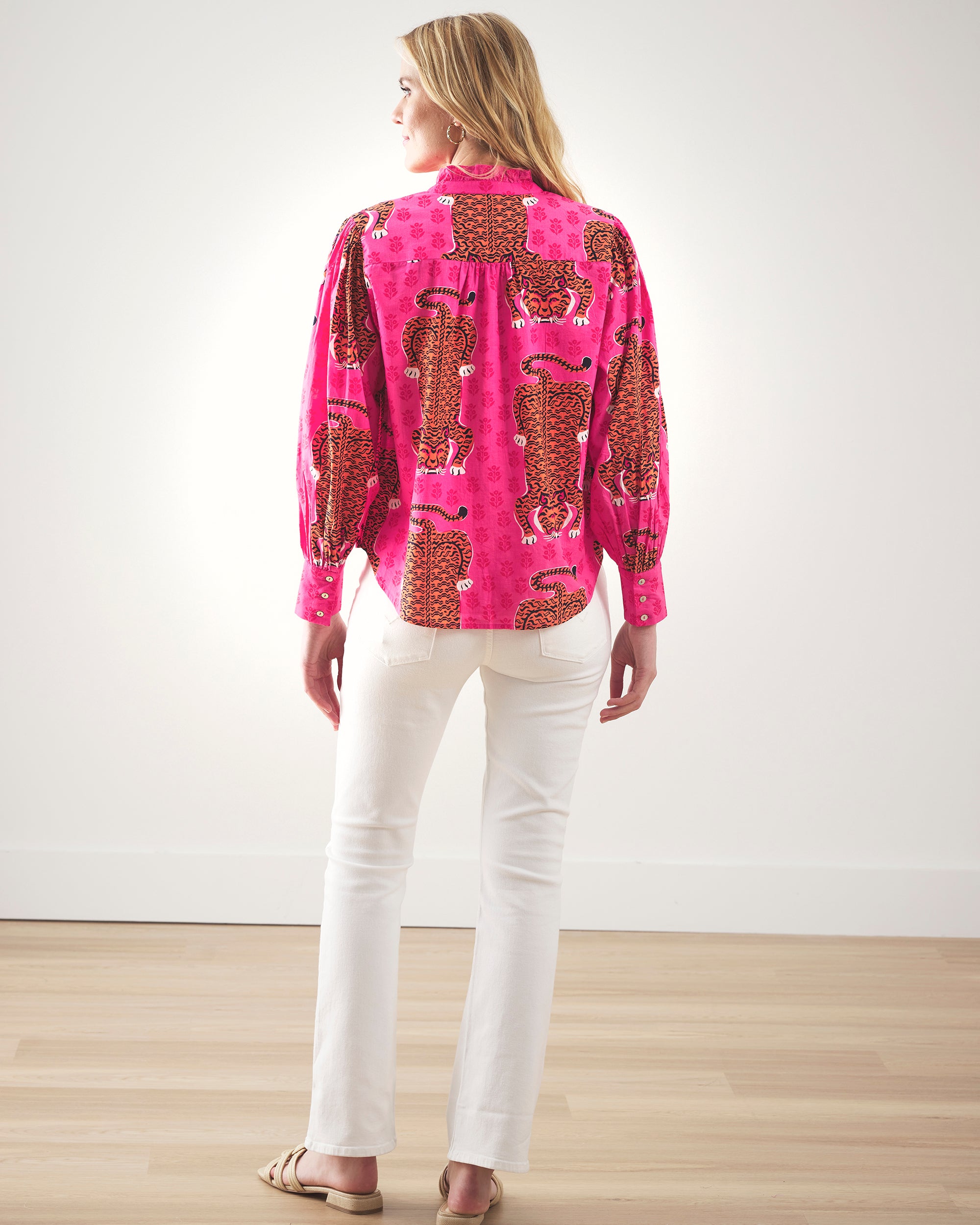 Siberian Stripes - On a Whim Blouse - Neon Rose - Printfresh