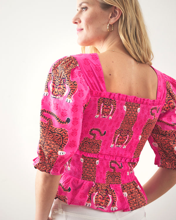 Siberian Stripes - Sophisticated Soirée Top - Neon Rose - Printfresh