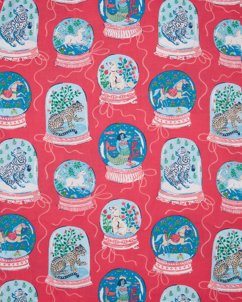 Snow Globe Magic - Lightweight Flannel Long PJ Set - Red Ribbon - Printfresh