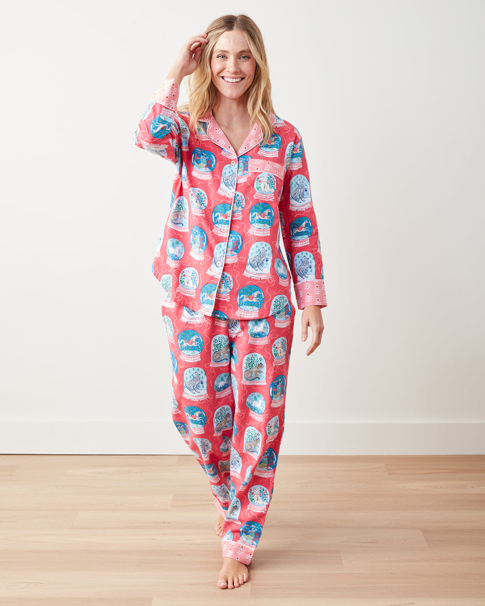 Snow Globe Magic - Flannel Long PJ Set - Red Ribbon - Printfresh