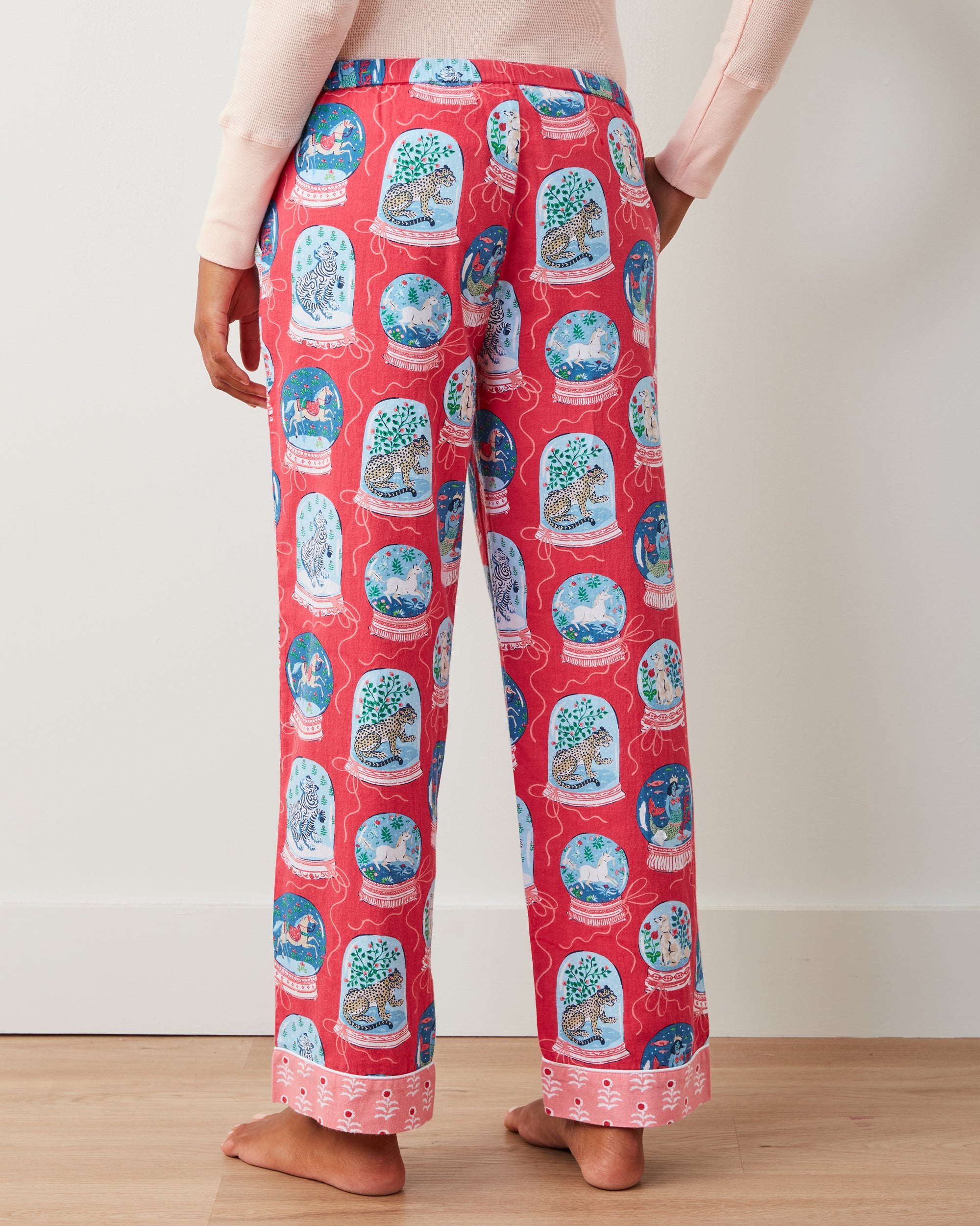 Snow Globe Magic - Flannel PJ Pants - Red Ribbon - Printfresh