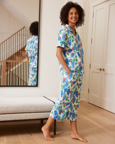 Soft Lilac - Short Sleeve Top & Cropped Pajama Pants Set - Cloud - Printfresh