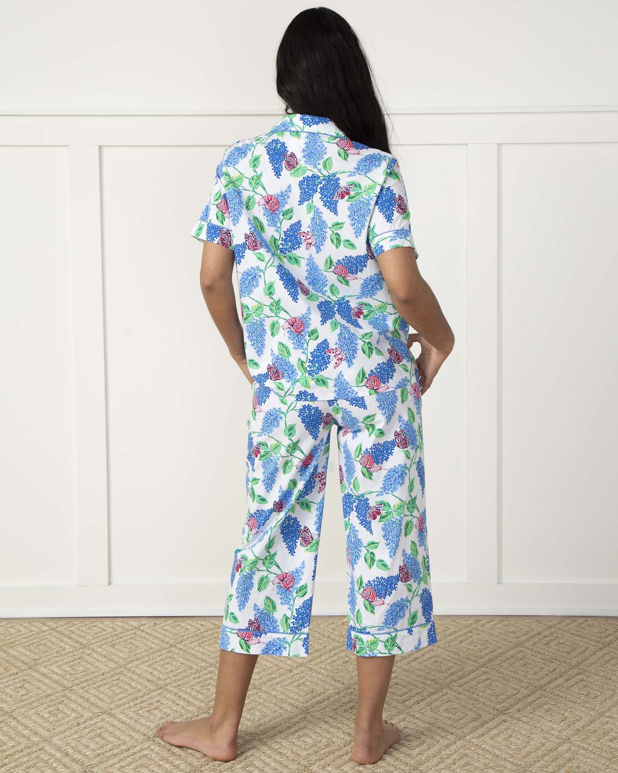 Soft Lilac - Short Sleeve Top & Cropped Pants Set - Cloud - Printfresh
