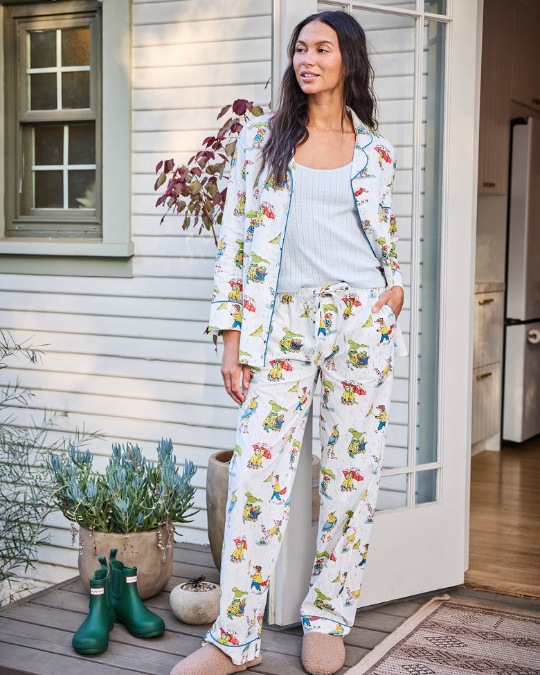 Spring Pjs Green Spring Showers - Long PJ Set - Rain Cloud – Printfresh