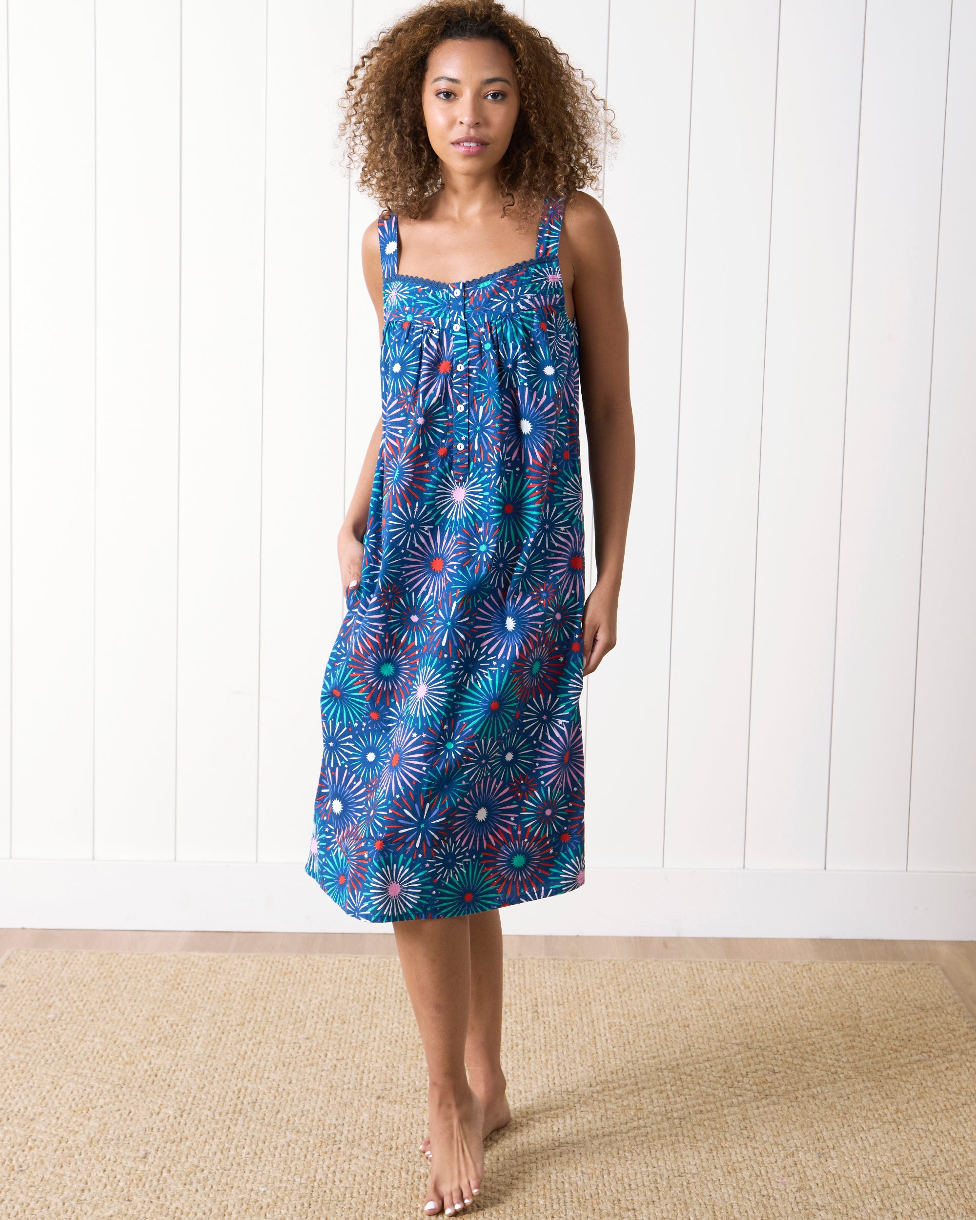 Sparks Fly - Back to Bed Nightgown - Navy - Printfresh