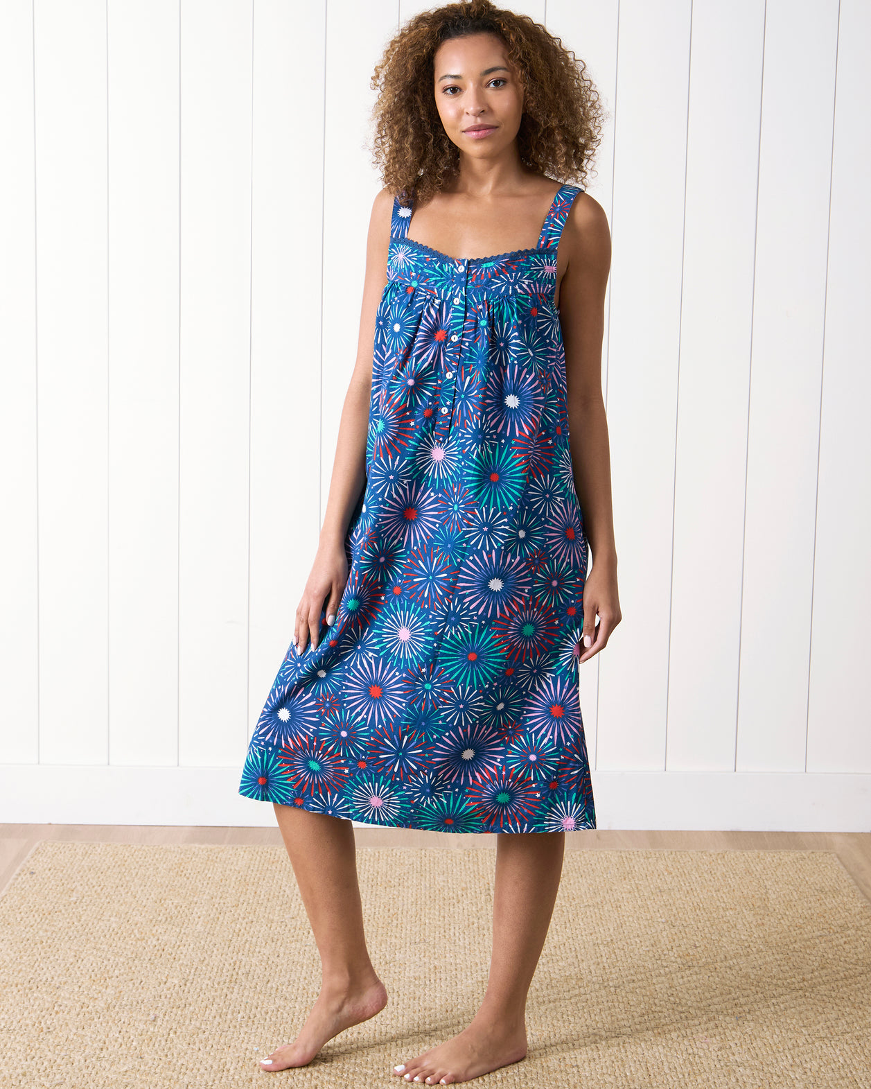 Sparks Fly - Back to Bed Nightgown - Navy - Printfresh