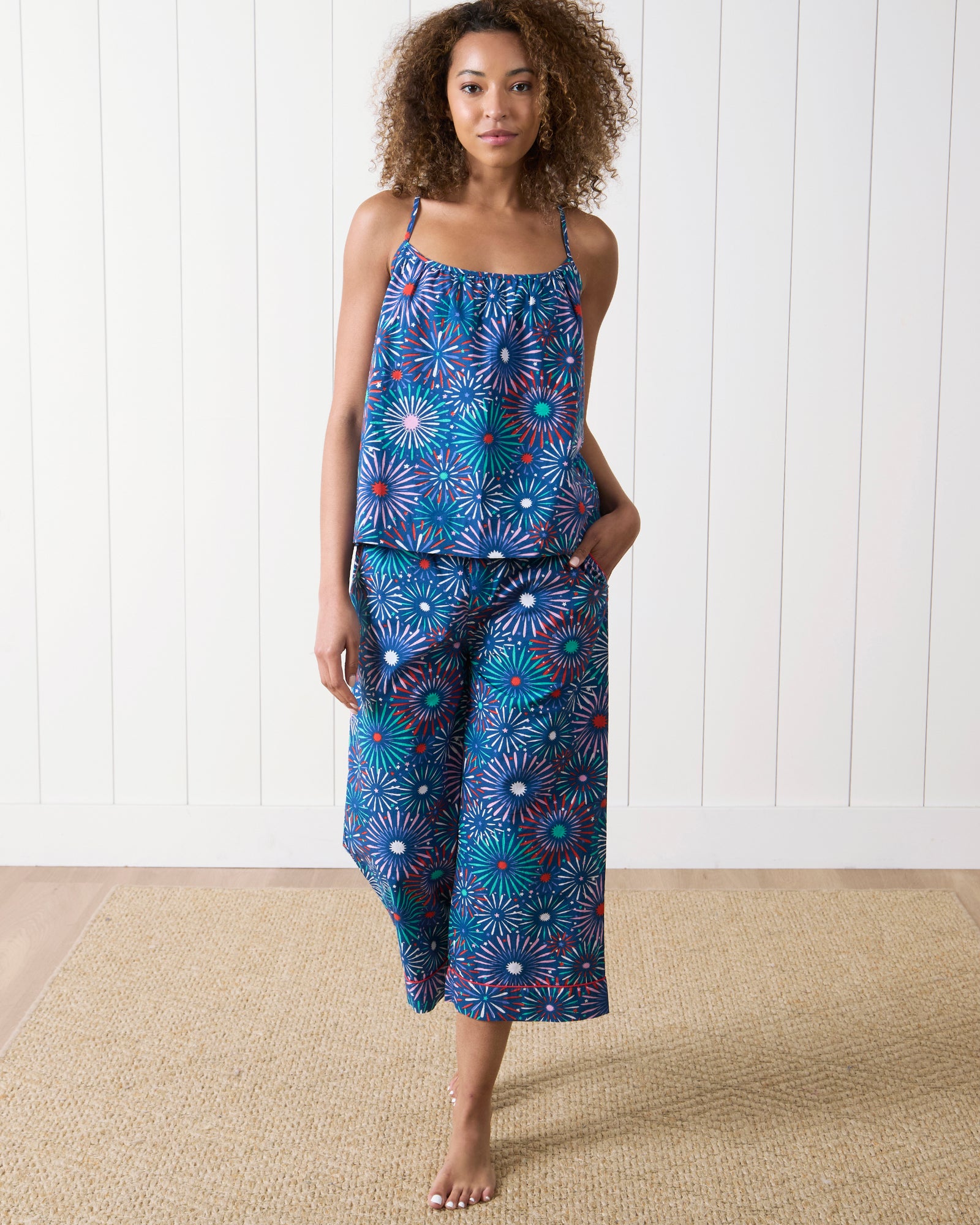 Sparks Fly - Cami Cropped Pants Set - Navy - Printfresh