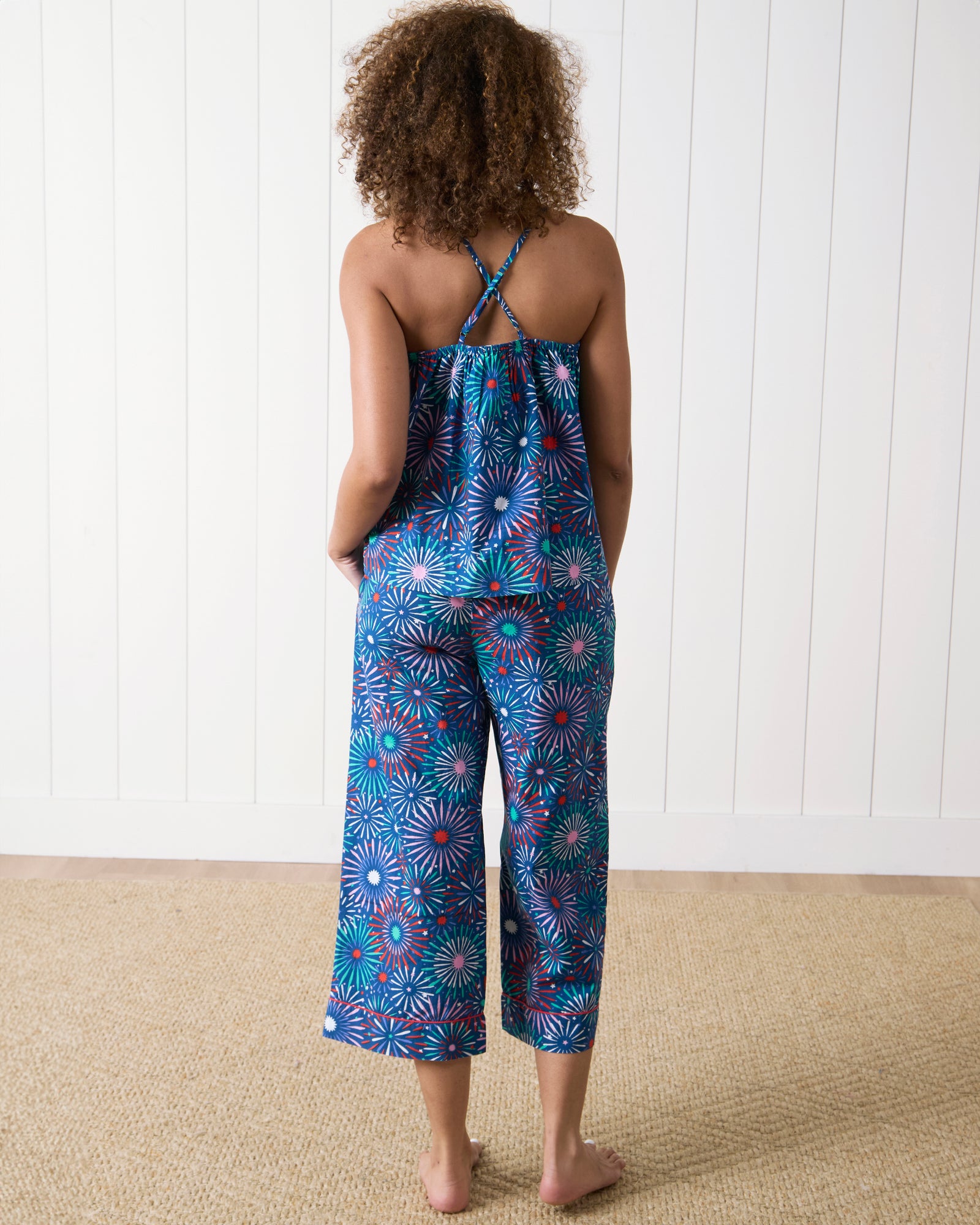 Sparks Fly - Cami Cropped Pants Set - Navy - Printfresh