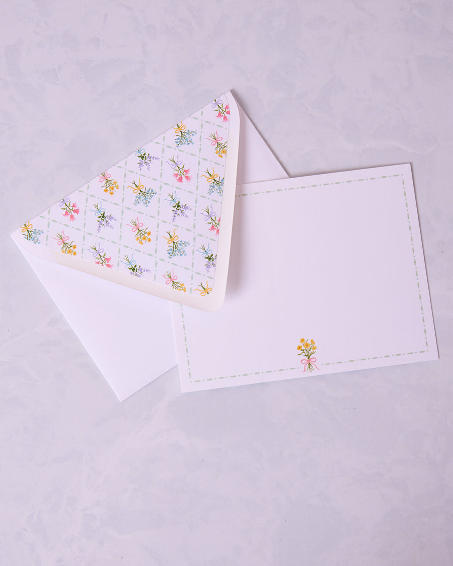 Cream - Bow Bouquet Notecard Set - Gloster Road - Printfresh