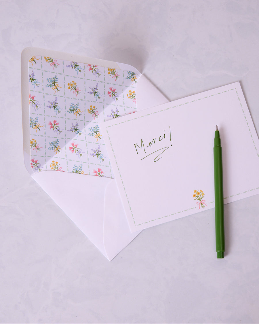 Cream - Bow Bouquet Notecard Set - Gloster Road - Printfresh