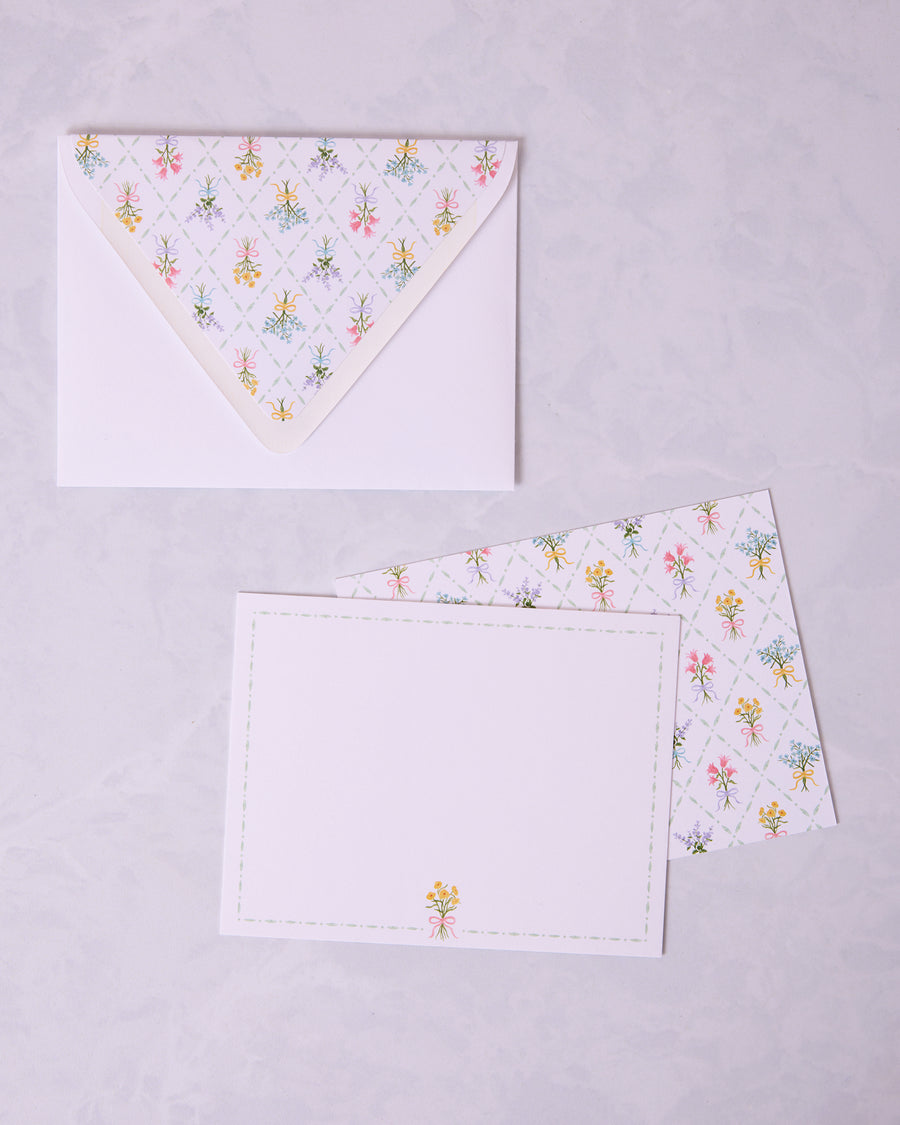 Cream - Bow Bouquet Notecard Set - Gloster Road - Printfresh
