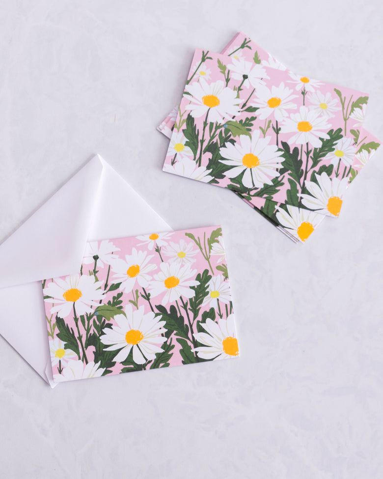 Pink Daisy - Boxed Note Cards Set of 10 - Smudge Ink - Printfresh