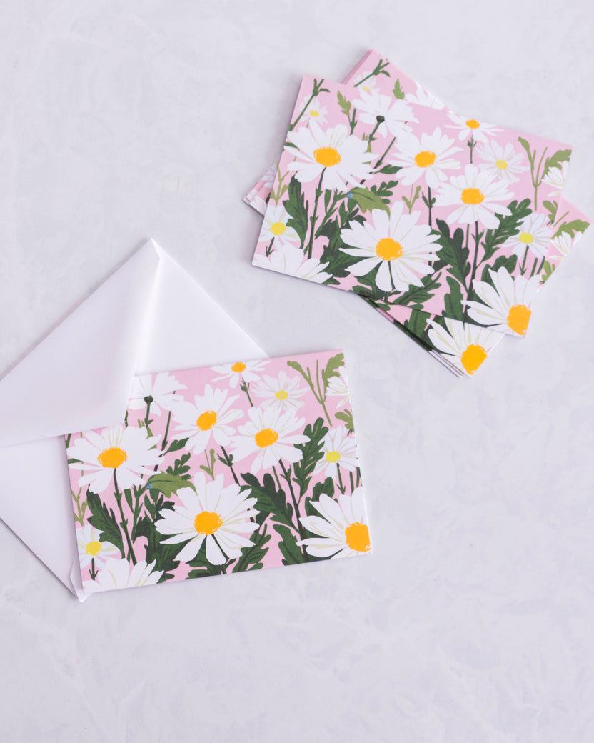 Pink Daisy - Boxed Note Cards Set of 10 - Smudge Ink - Printfresh