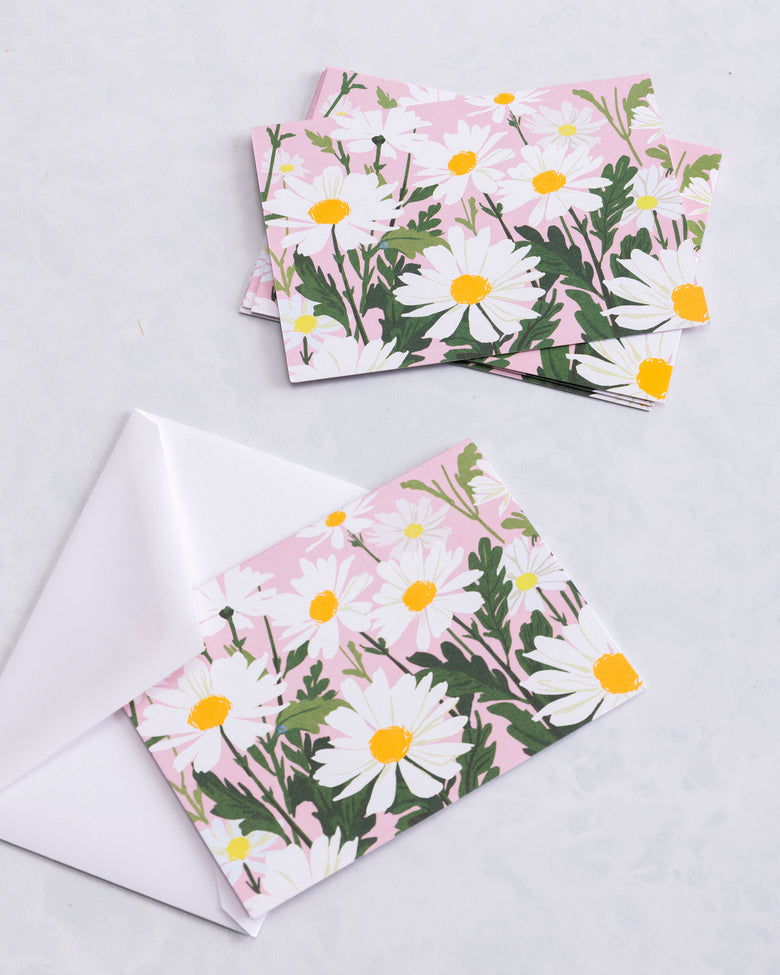 Pink Daisy - Boxed Note Cards Set of 10 - Smudge Ink - Printfresh