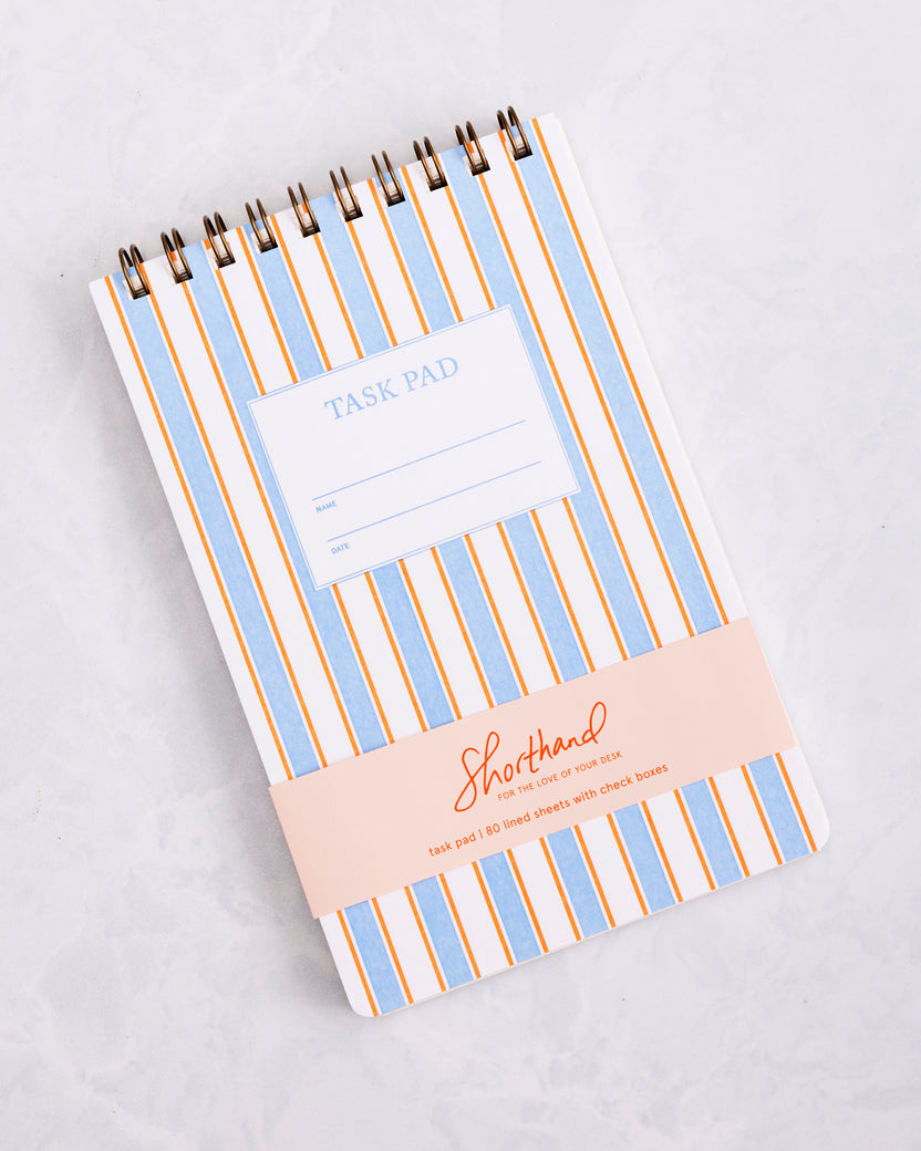 Blue French Stripes - Task Pad Notebook - Shorthand Press - Printfresh