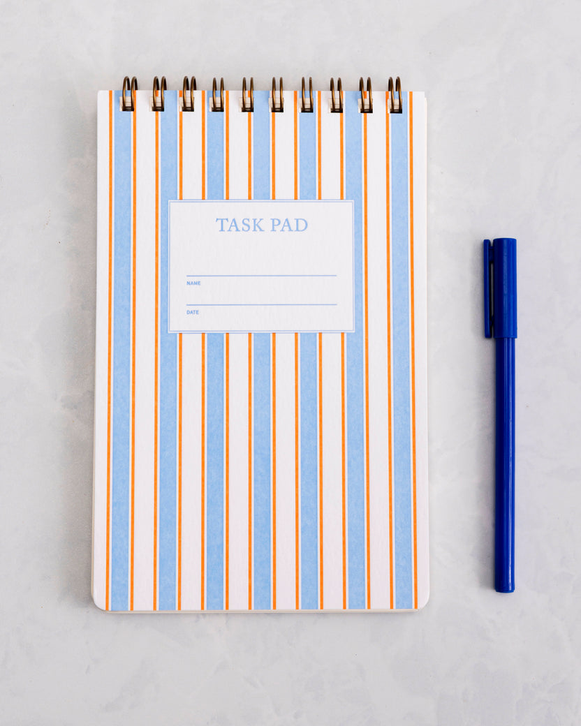 Blue French Stripes - Task Pad Notebook - Shorthand Press - Printfresh