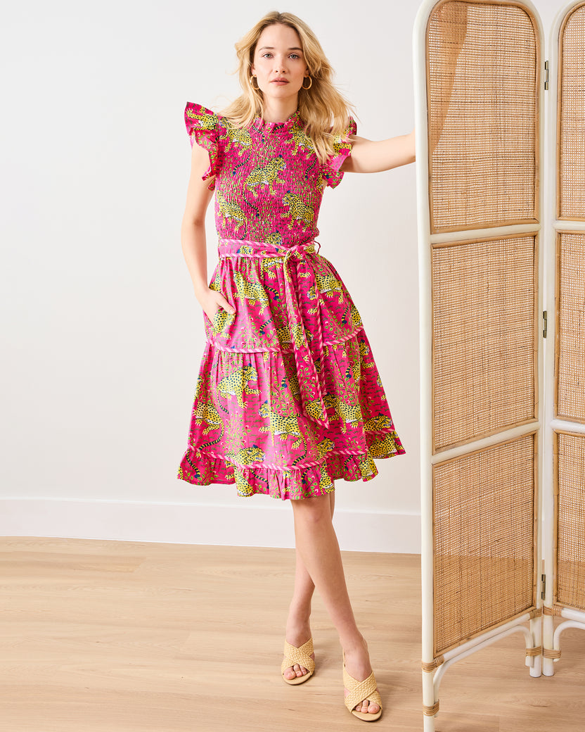 Bagheera - Let's Ruffle Dress - Hot Pink - Printfresh