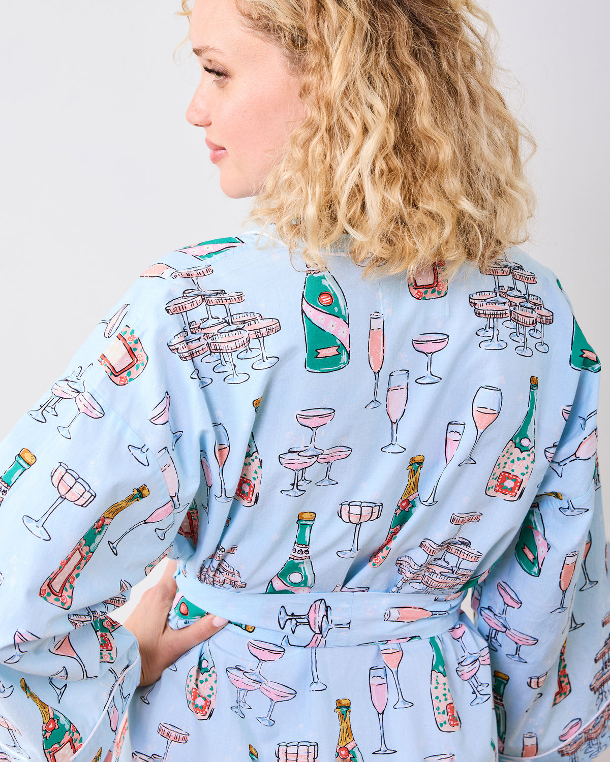 Champagne Tower - Getting Ready Robe - Soft Blue - Printfresh