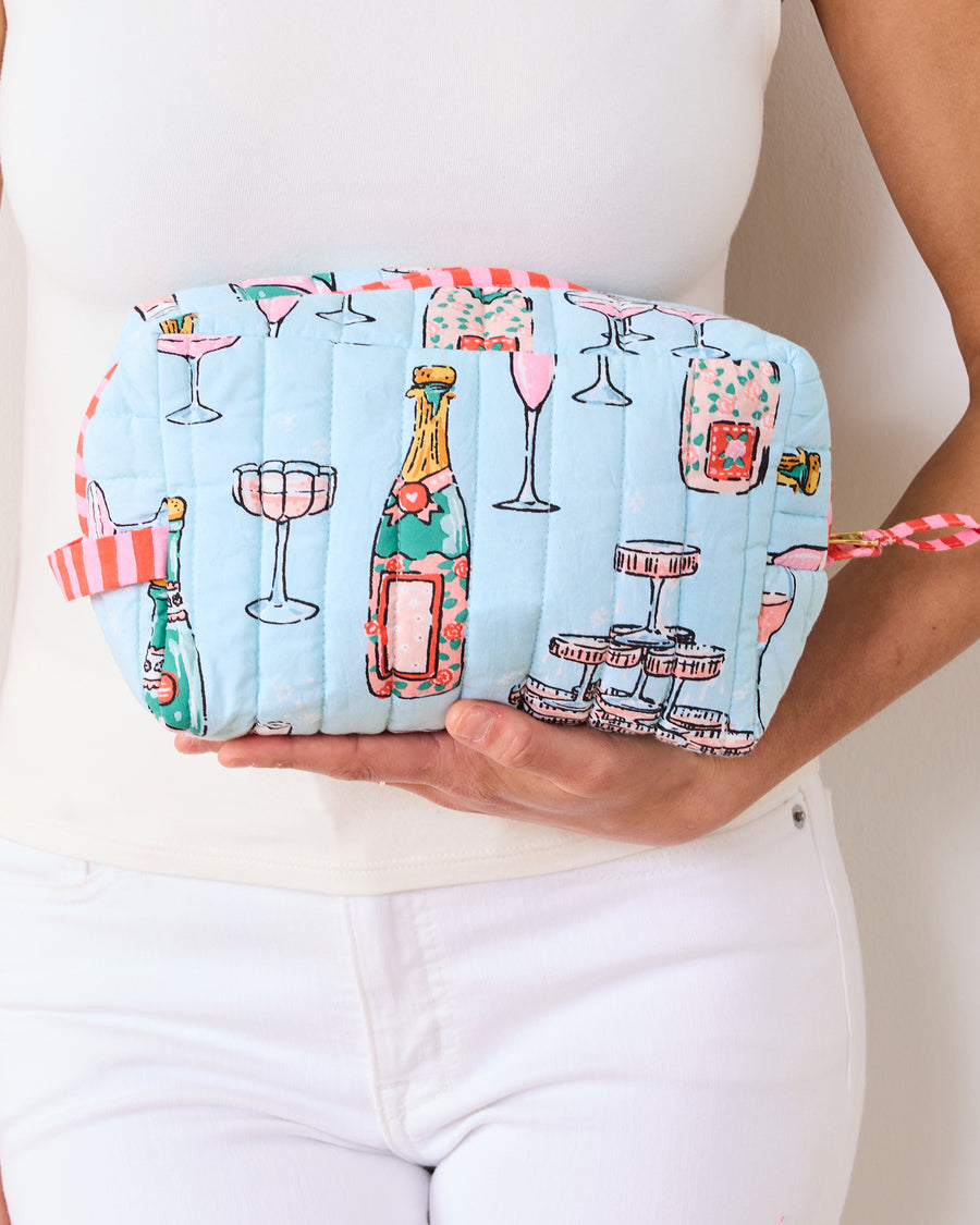 Champagne Tower - Quilted Pouch - Soft Blue - Printfresh
