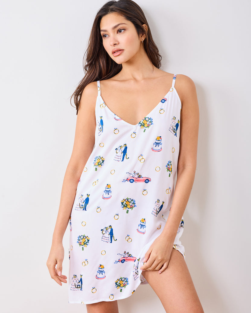 Happily Ever After - Eco Satin Chic To Sleep Shortie - Cloud - Printfresh