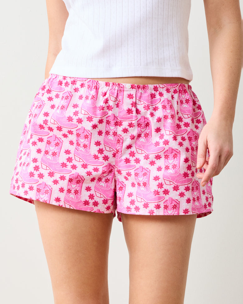 Rhinestone Cowgirl - Bradshaw Boxers & Friday Tank - Party Pink & Cloud - Printfresh