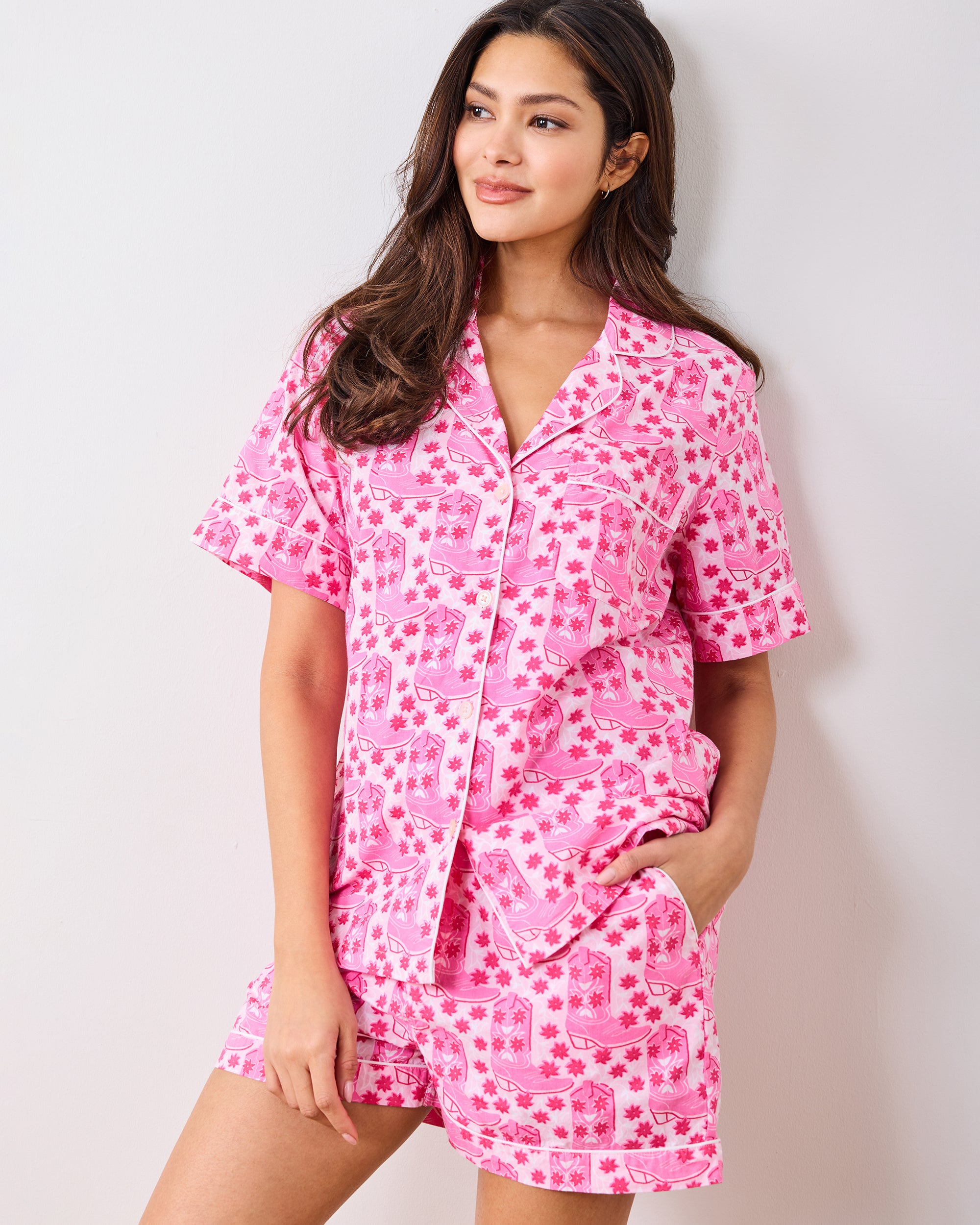 Rhinestone Cowgirl - Women's Organic Cotton Short PJ Set - Party Pink