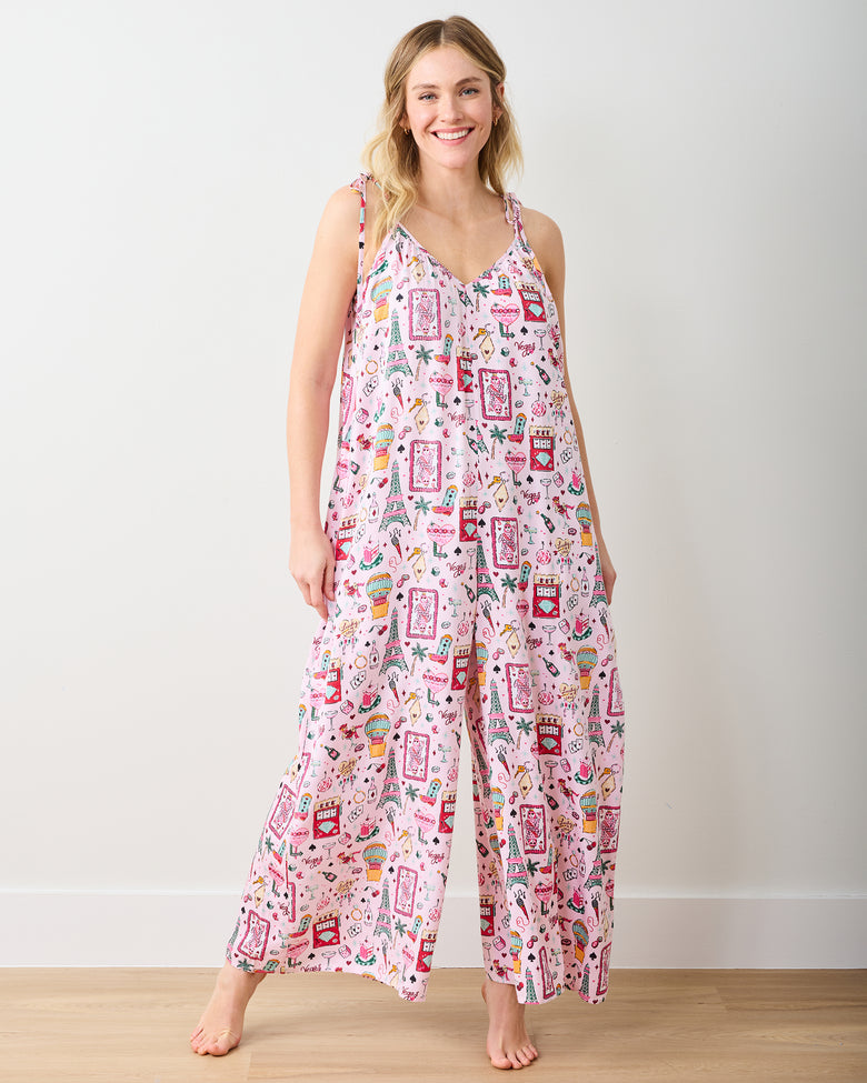 Viva Las Vegas - Eco Satin Jaipur Jumpsuit - Lucky Pink - Printfresh