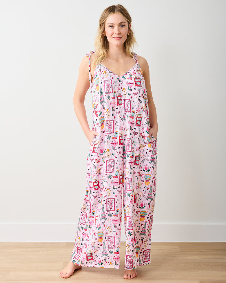 Viva Las Vegas - Eco Satin Jaipur Jumpsuit - Lucky Pink - Printfresh