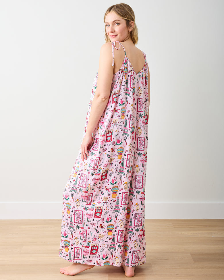 Viva Las Vegas - Eco Satin Jaipur Jumpsuit - Lucky Pink - Printfresh