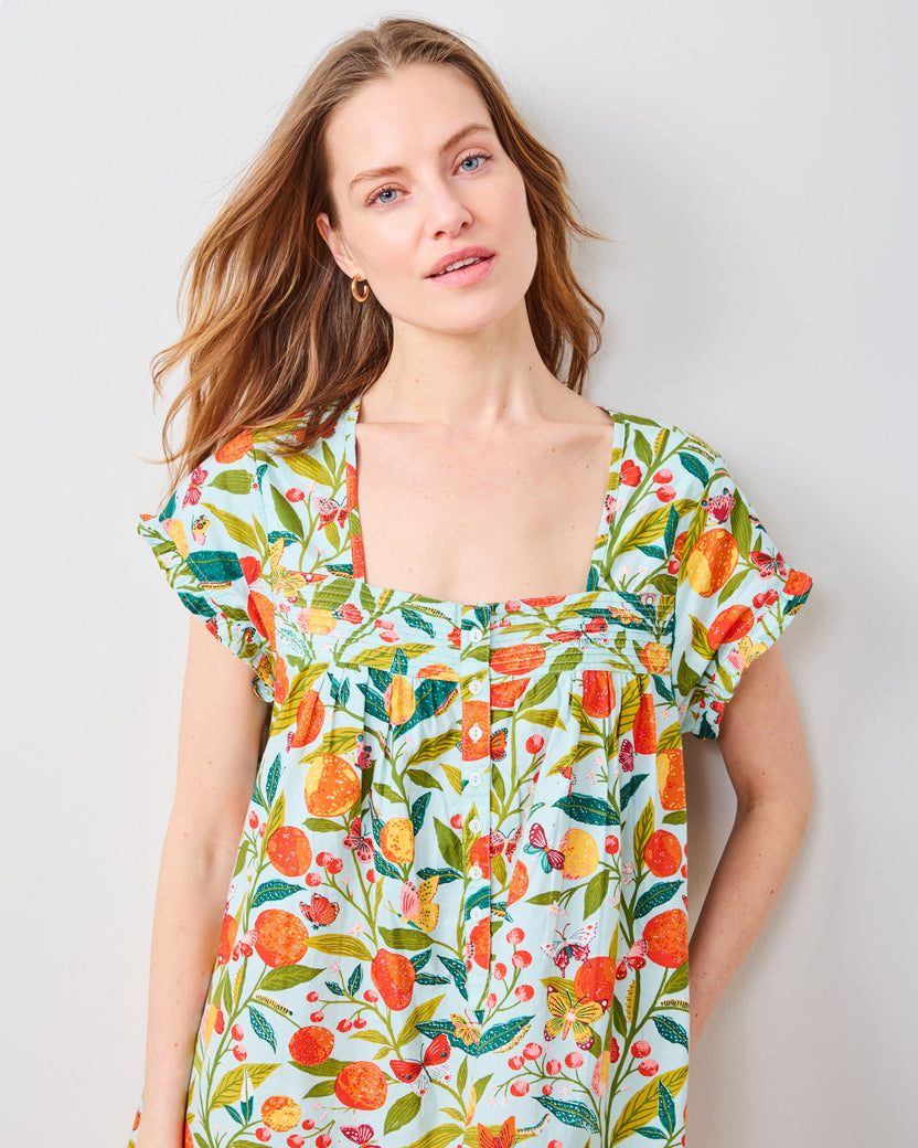 Butterfly Grove - Pintuck Nightgown - Soft Blue - Printfresh