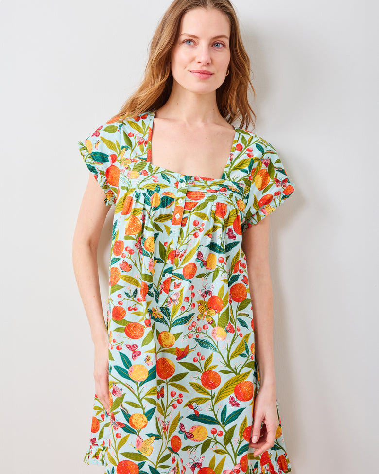 Butterfly Grove - Pintuck Nightgown - Soft Blue - Printfresh