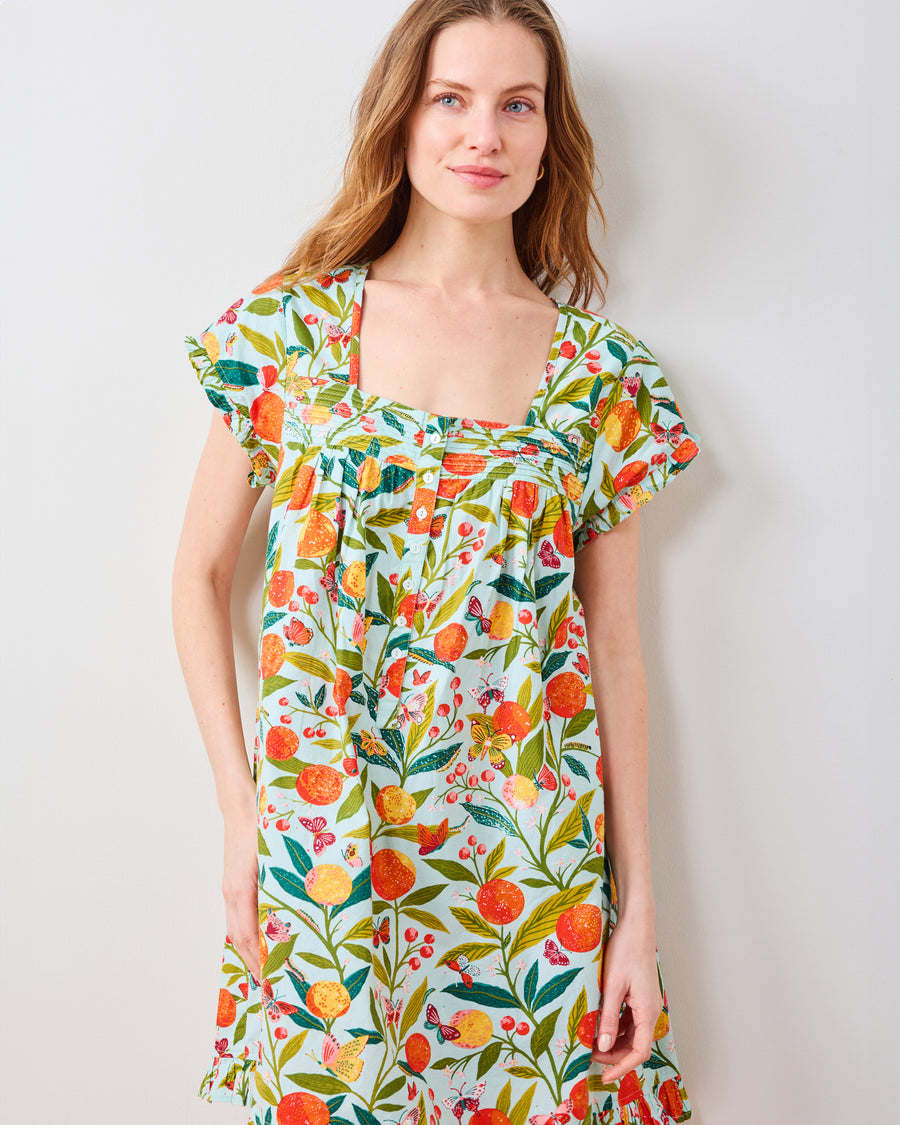 Butterfly Grove - Pintuck Nightgown - Soft Blue - Printfresh