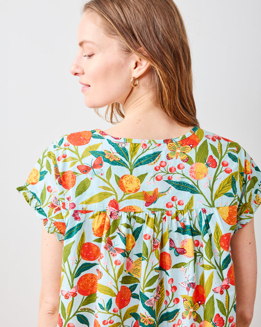 Butterfly Grove - Pintuck Nightgown - Soft Blue - Printfresh