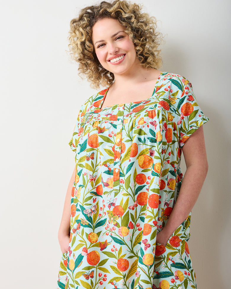 Butterfly Grove - Pintuck Nightgown - Soft Blue - Printfresh