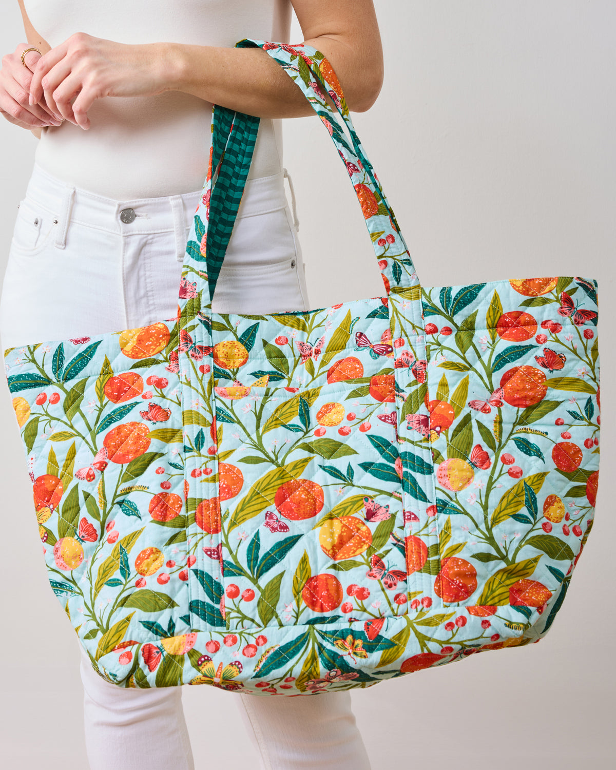 Butterfly Grove - Weekend Bag With Pouch - Soft Blue - Printfresh