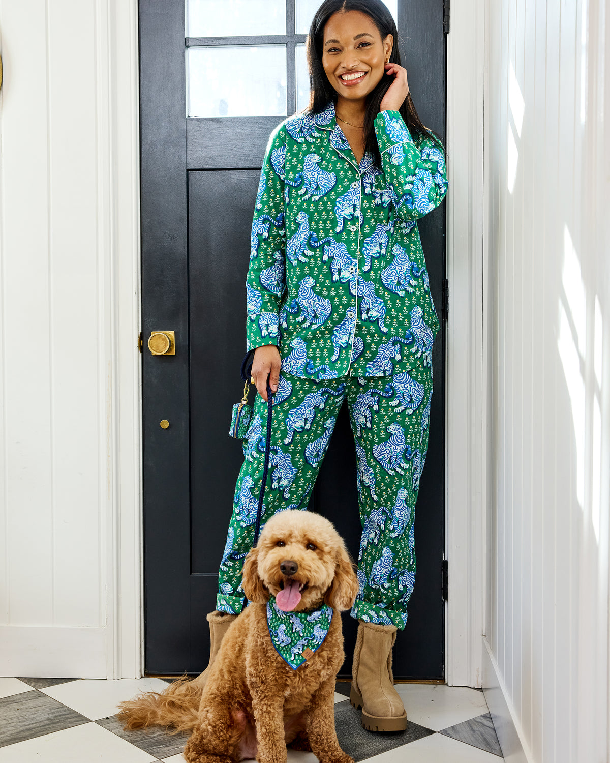 Tiger Queen Long PJ Set Jade
