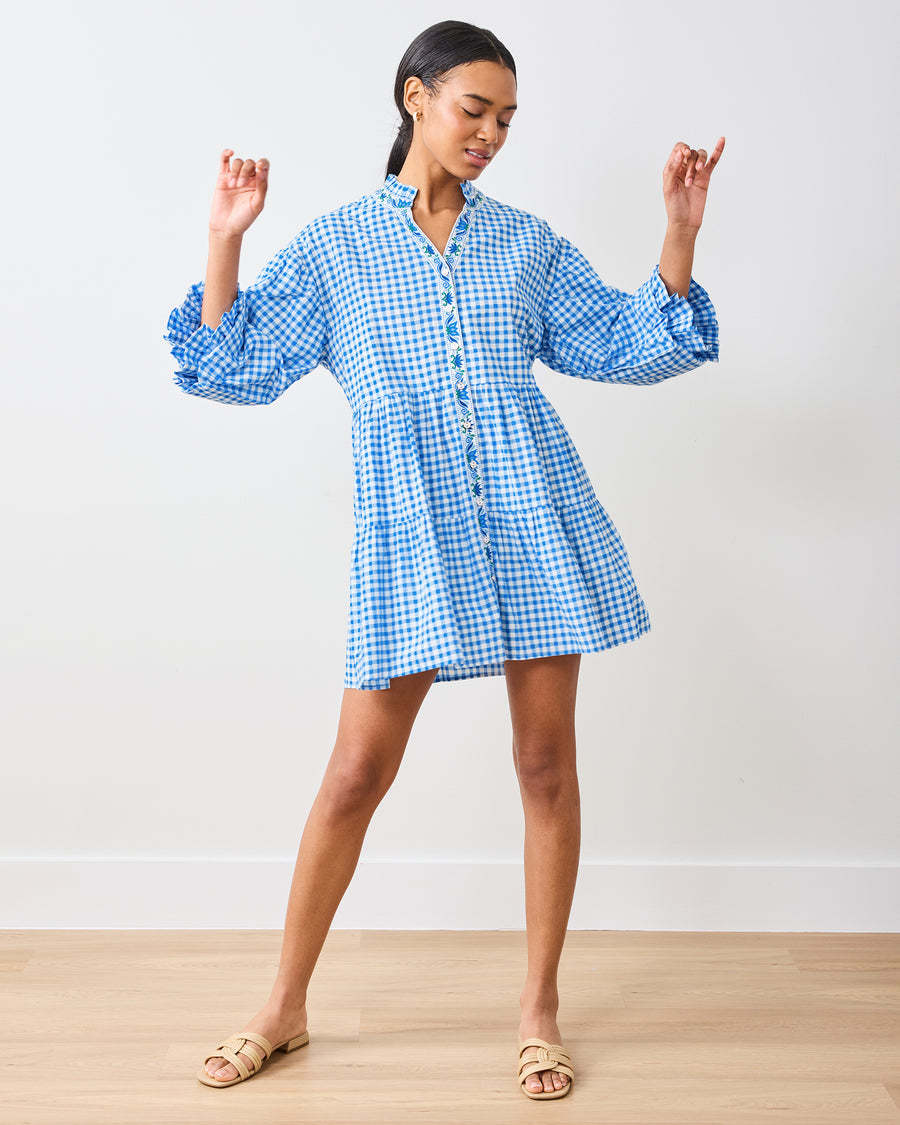 Garden Gingham - Rosalita Dress - Soft Blue - Printfresh