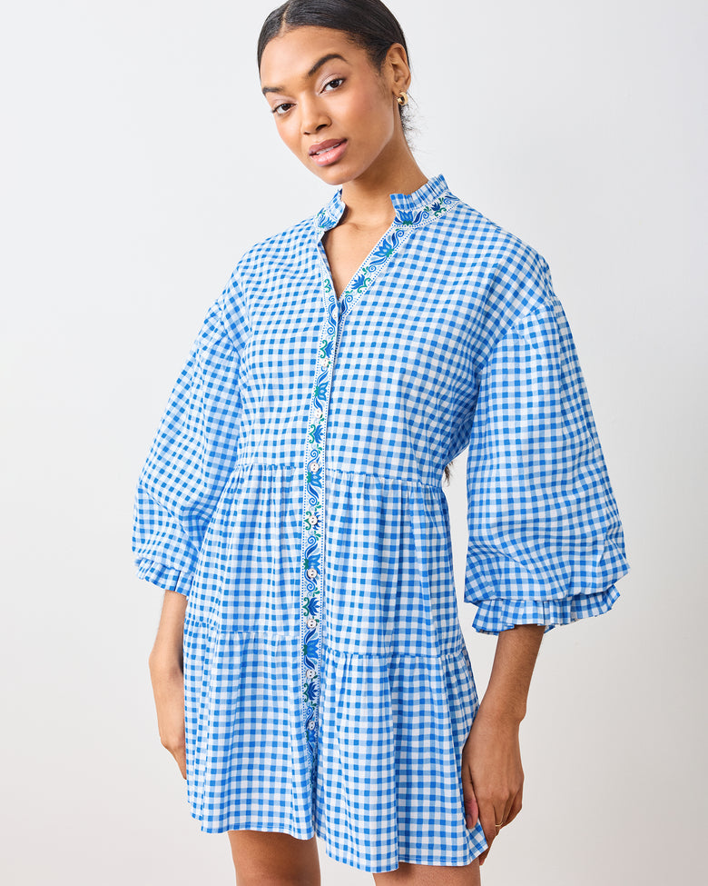 Garden Gingham - Rosalita Dress - Soft Blue - Printfresh
