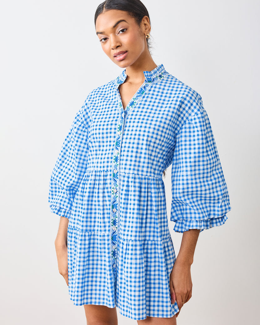 Garden Gingham - Rosalita Dress - Soft Blue - Printfresh