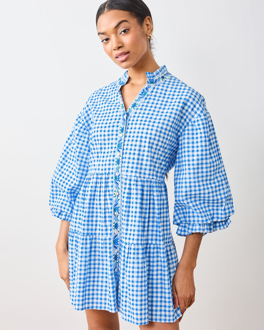 Garden Gingham - Rosalita Dress - Soft Blue - Printfresh