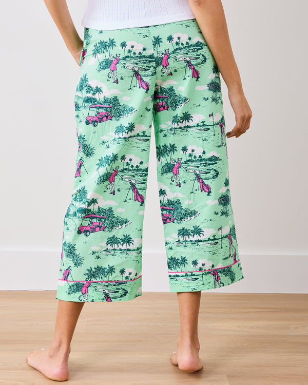 Golf Toile - Cropped PJ Pants - Putting Green - Printfresh