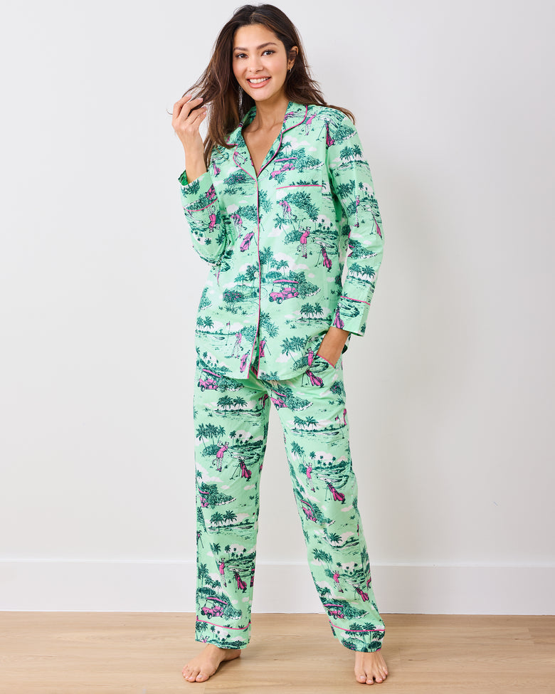 Golf Toile - Long PJ Set - Putting Green - Printfresh