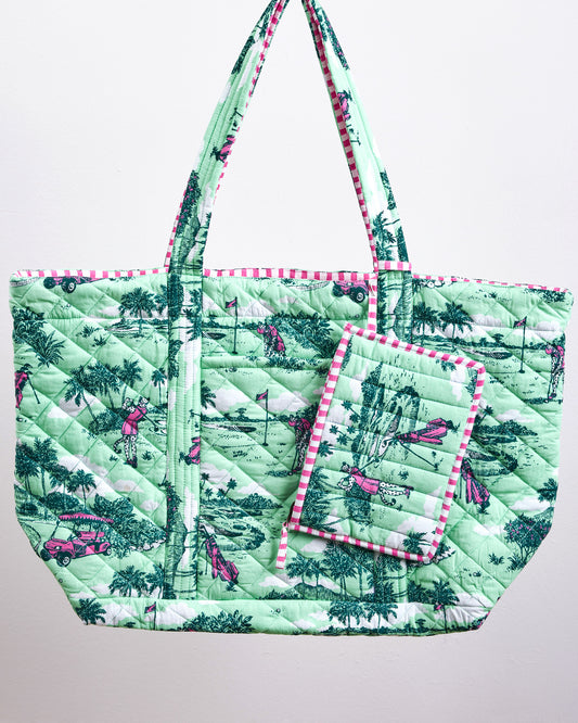 Golf Toile - Weekend Bag With Pouch - Putting Green - Printfresh