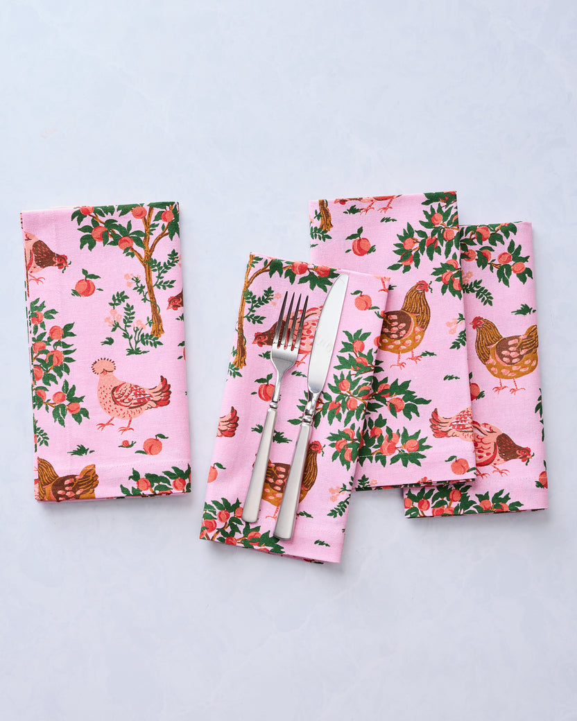 Hen House - Dinner Napkins Set Of 4 - Ballet Pink - Printfresh