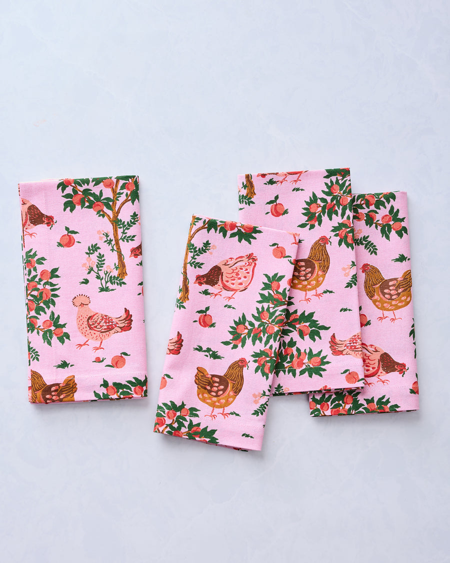 Hen House - Dinner Napkins Set Of 4 - Ballet Pink - Printfresh