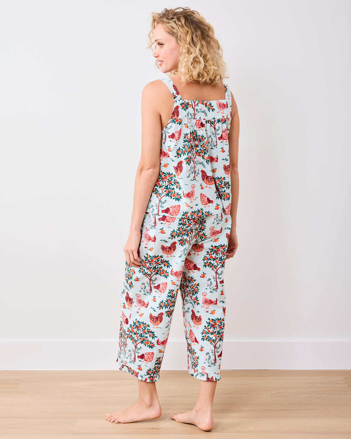 Hen House - Back to Bed Cropped Pant Set - Soft Blue - Printfresh