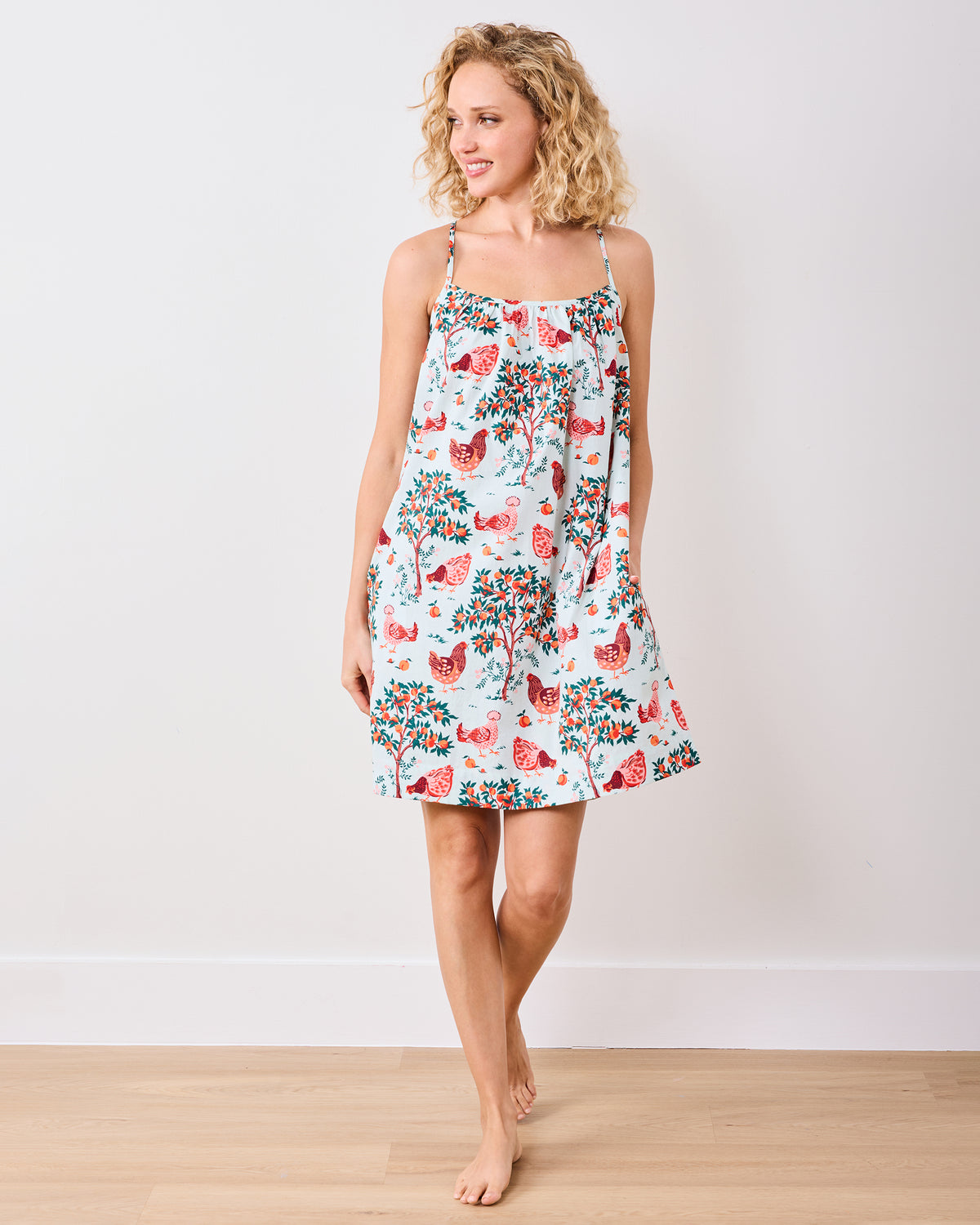 Hen House - Cami Nightgown - Soft Blue - Printfresh