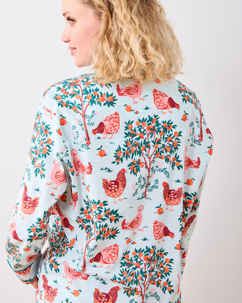 Hen House - Petite Long PJ Set - Soft Blue - Printfresh