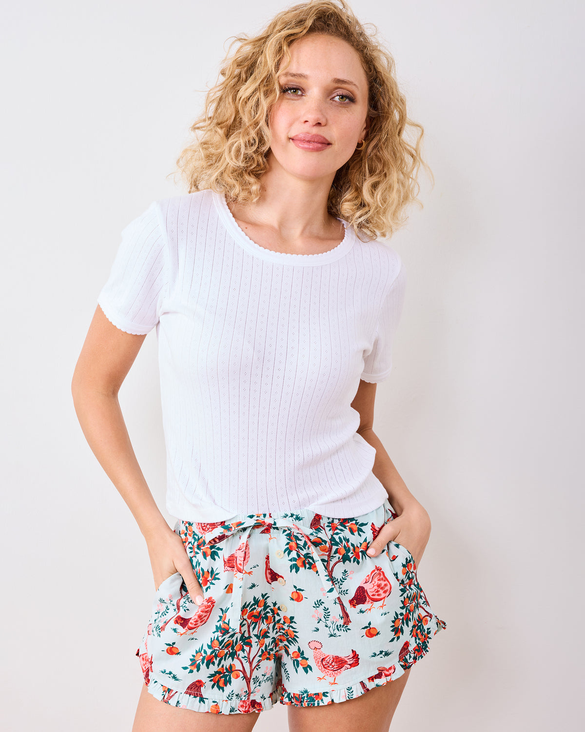 Hen House - Ruffle Shorts - Soft Blue - Printfresh